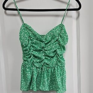Likely Green Ruched Smocked Camisole